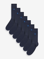 Jeff Banks Blue Recycled Cotton Classsic Crown Logo Socks 7 Pack - Image 1 of 2