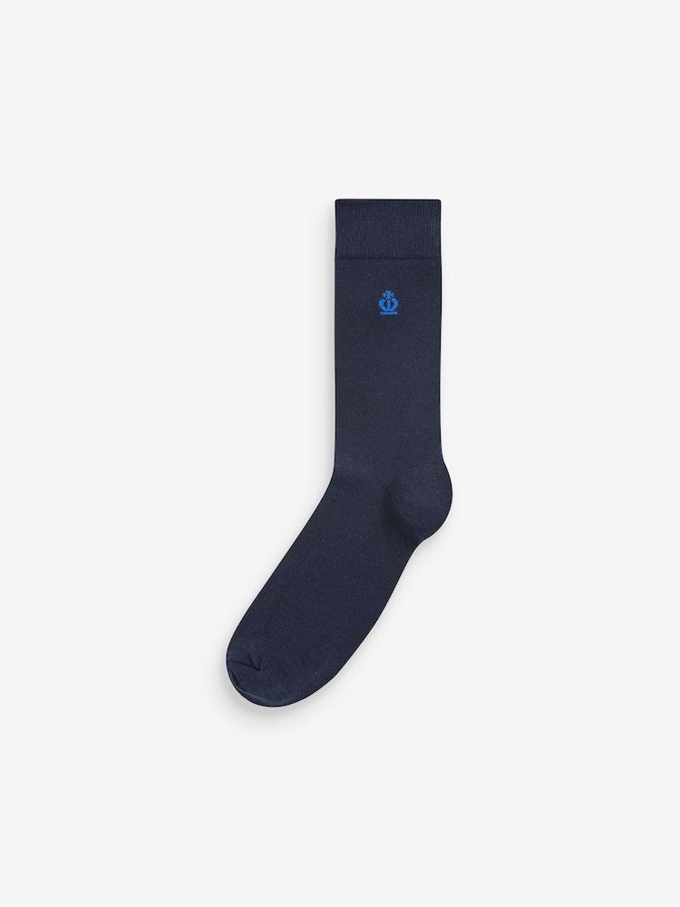 Jeff Banks Blue Recycled Cotton Classsic Crown Logo Socks 7 Pack - Image 2 of 2