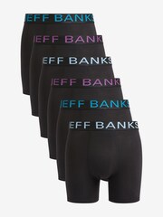 Jeff Banks Black Bamboo Pop Colour Waistband Trunks 6 Pack - Image 1 of 7
