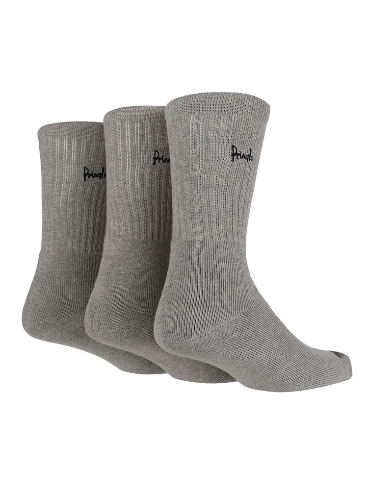 Pringle Grey Fully Cushioned Sports Socks 3 Pack - Image 1 of 4