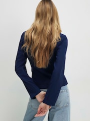 River Island Blue Long Sleeve Button Front Peplum Jacket - Image 2 of 4