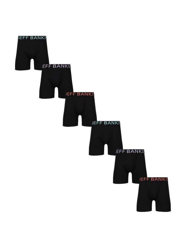 Jeff Banks Black Bamboo Pop Colour Waistband Trunks Pack - Image 1 of 10