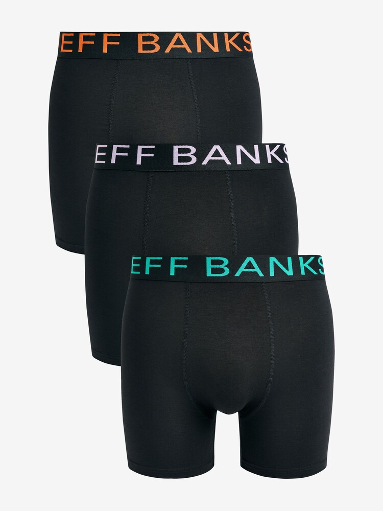 Jeff Banks Black Bamboo Pop Colour Waistband Trunks Pack - Image 2 of 10