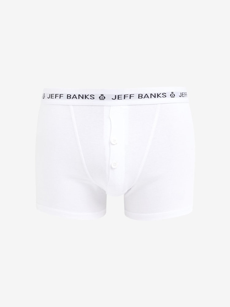 بوكسرات كلاسيكية بشعار متكرر بحزام خصر وأزرار برجل واسعة من Jeff Banks - صورة 3 من 3