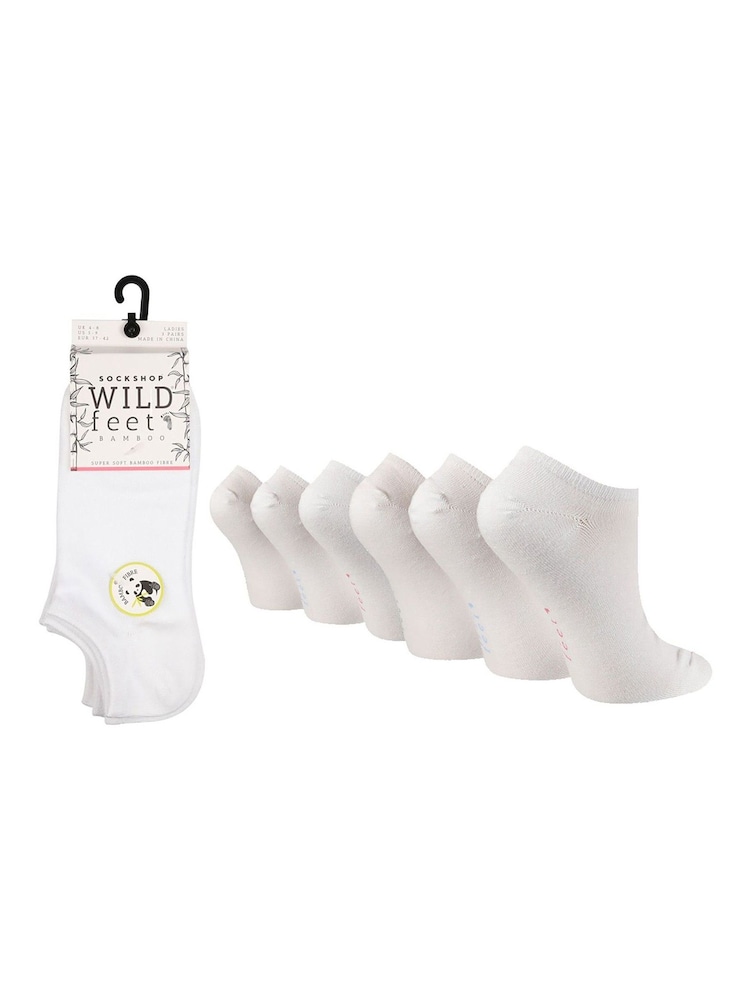Wild Feet White Fashion Sole No Show Trainer Socks 6 Pack - Image 1 of 5