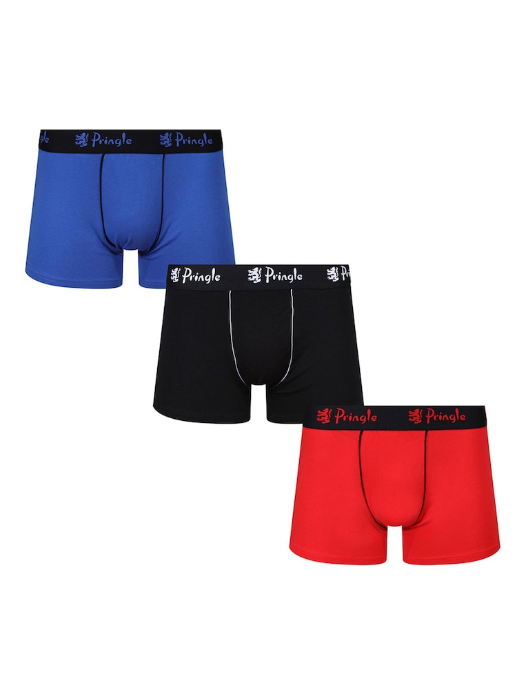 Pringle Blue Pop Colour Cotton Trunks 3 Pack - Image 1 of 6