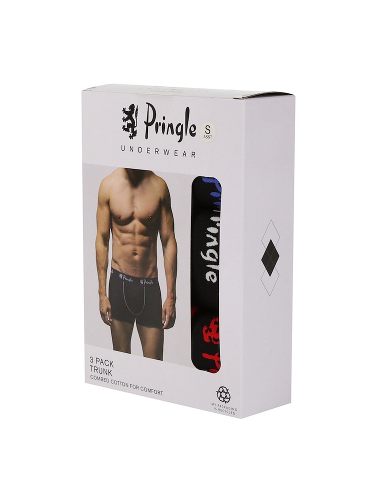 Pringle Blue Pop Colour Cotton Trunks 3 Pack - Image 6 of 6