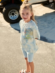 Blue Surf Tie Dye Oversized T-Shirt and Cycle Shorts Set (3-16yrs) - Image 3 of 7
