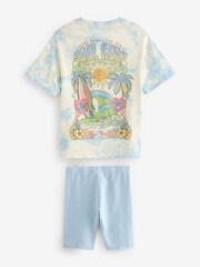 Blue Surf Tie Dye Oversized T-Shirt and Cycle Shorts Set (3-16yrs) - Image 6 of 7