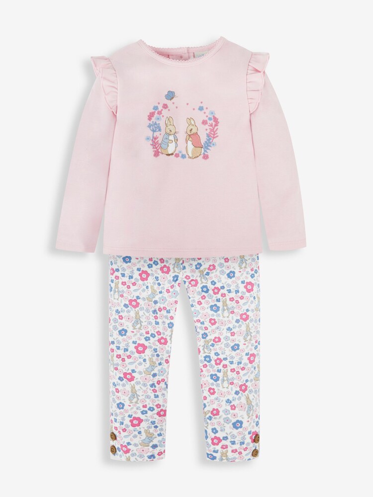 JoJo Maman Bébé Pink Peter Rabbit Appliqué Top & Leggings Set - Image 1 of 4