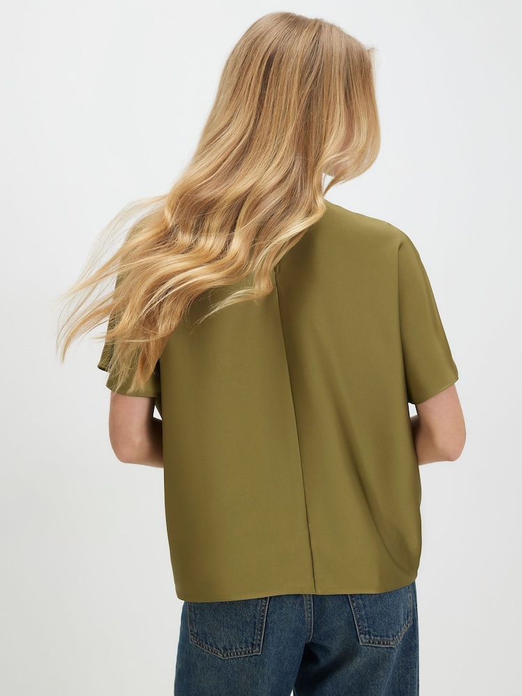 River Island Green Short Sleeve Batwing Satin T-Shirt - Image 2 of 4