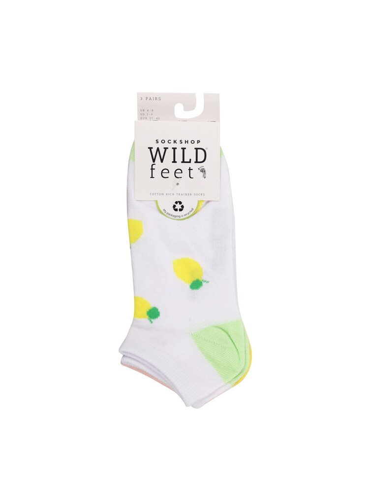Wild Feet White When Life Give You Lemons No Show Trainer Socks 3 Pack - Image 2 of 4 Wild Feet White When Life Give You Lemons No Show Trainer Socks 3 Pack - Image 2 of 4