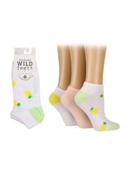 Wild Feet White When Life Give You Lemons No Show Trainer Socks 3 Pack - Image 4 of 4