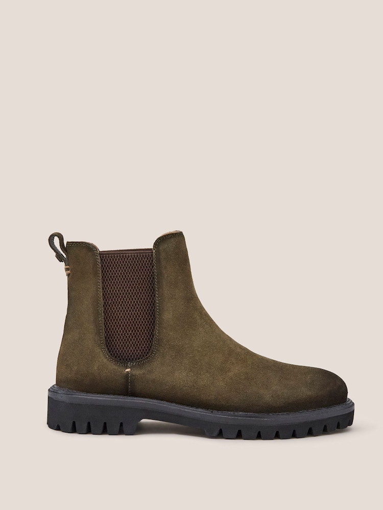 White Stuff Green Chunky Suede Chelsea Boots - Image 2 of 5