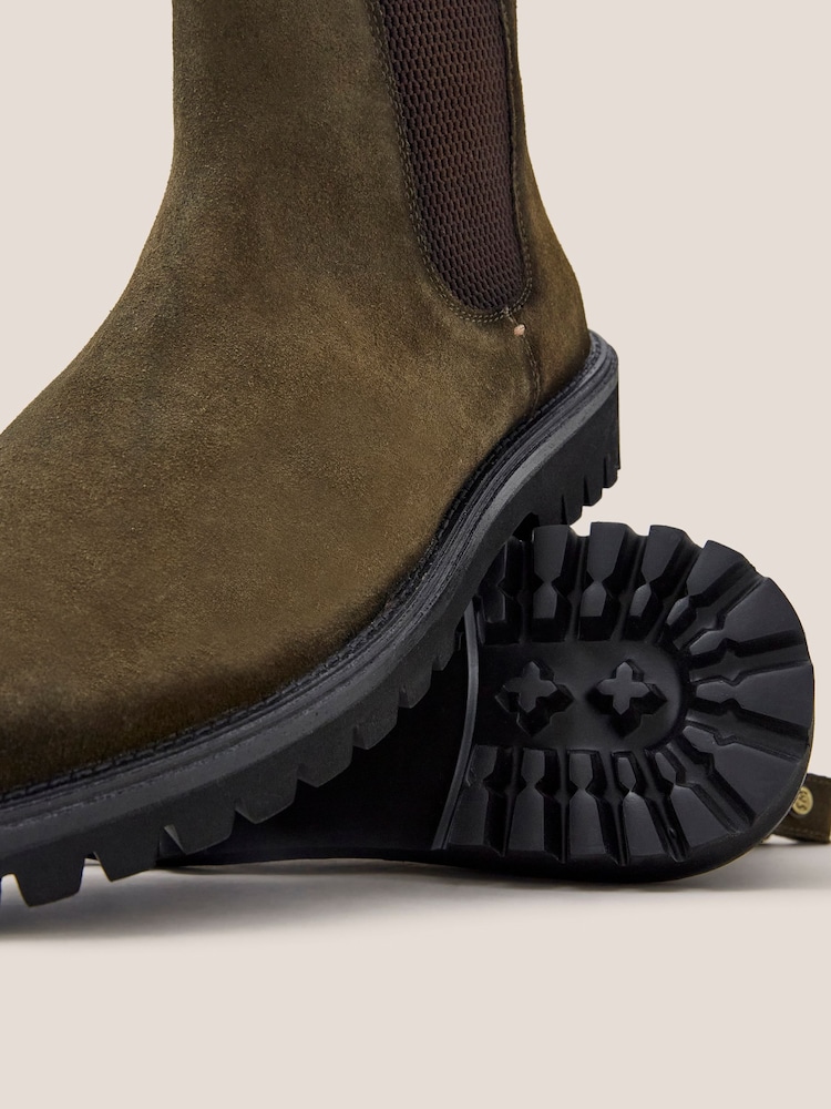 White Stuff Green Chunky Suede Chelsea Boots - Image 5 of 5
