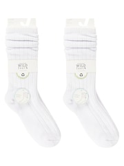 Wild Feet White Bamboo Textured Detail Crew Socks - Image 3 of 4