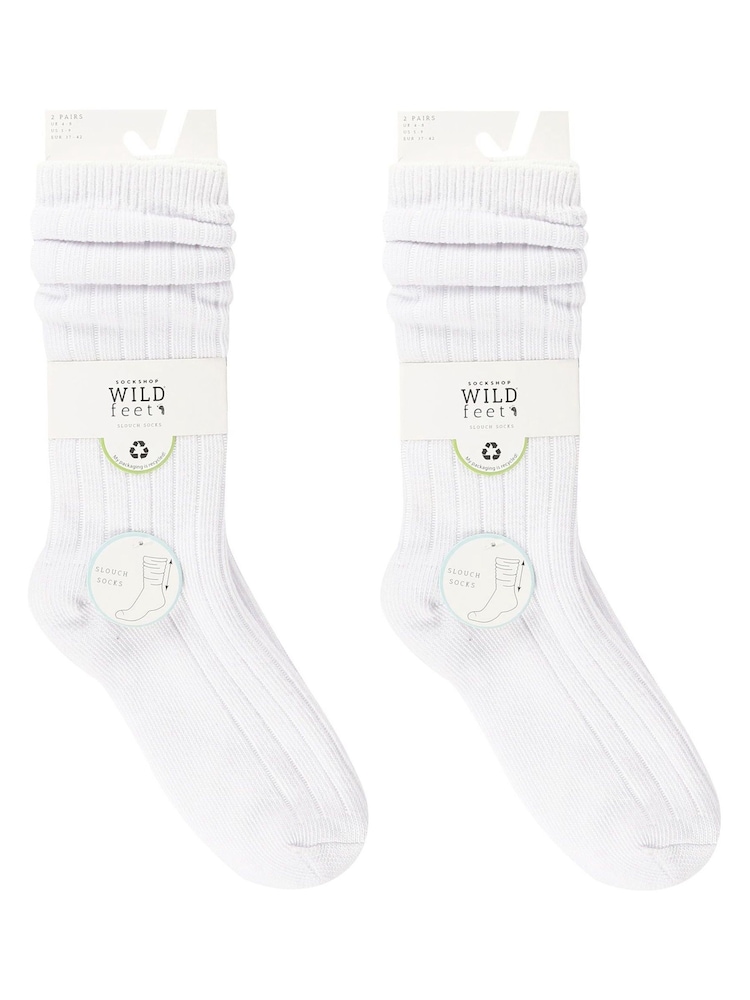 Wild Feet White Bamboo Textured Detail Crew Socks - Image 3 of 4
