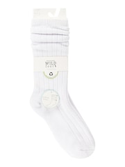 Wild Feet White Bamboo Textured Detail Crew Socks - Image 4 of 4