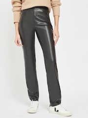 NOISY MAY Black Faux Leather High Waisted Trousers - Image 1 of 5