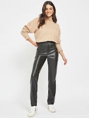 NOISY MAY Black Faux Leather High Waisted Trousers - Image 3 of 5