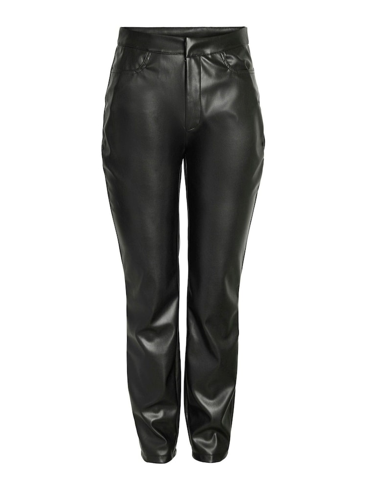 NOISY MAY Black Faux Leather High Waisted Trousers - Image 5 of 5