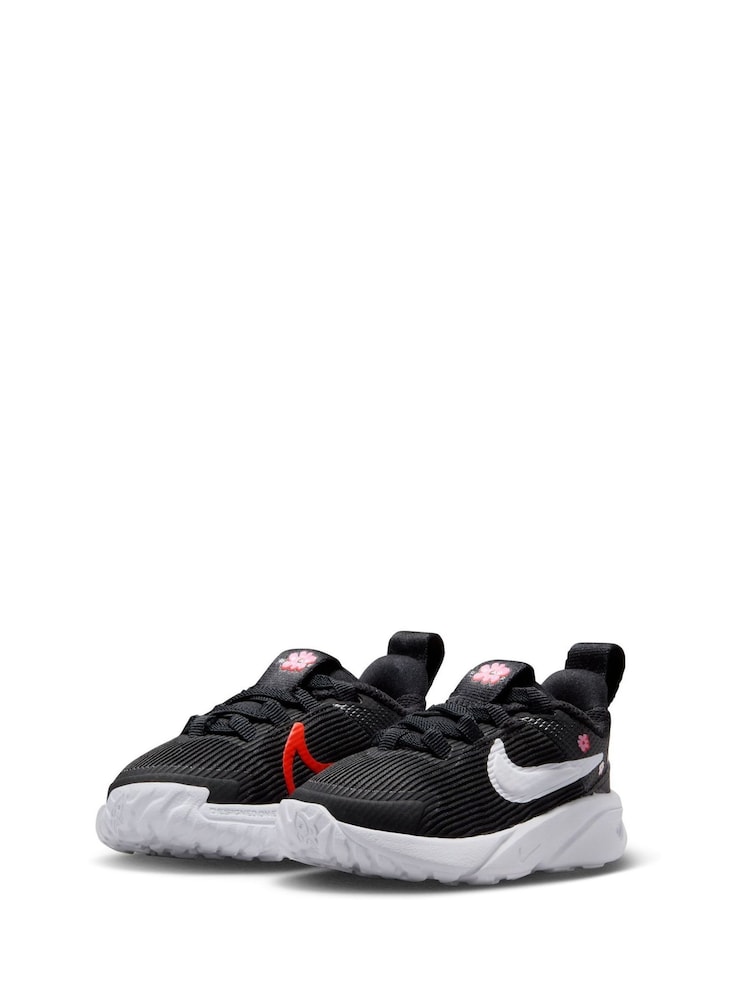 Nike Black/White Floral Infant Star Runner 4 Trainers - Image 7 of 12