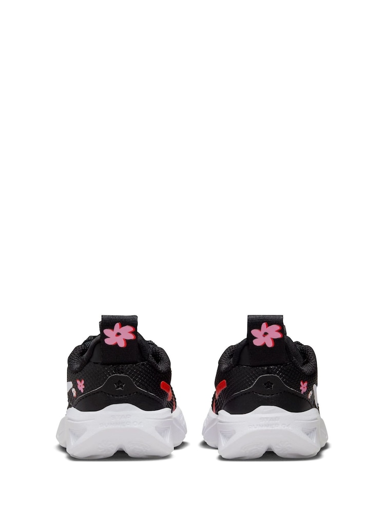 Nike Black/White Floral Infant Star Runner 4 Trainers - Image 9 of 12