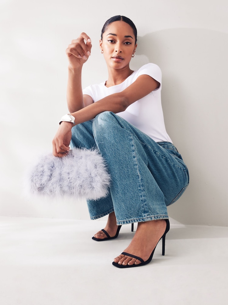Grey Feather Clutch Bag - Image 2 of 9