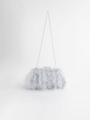 Grey Feather Clutch Bag - Image 6 of 9