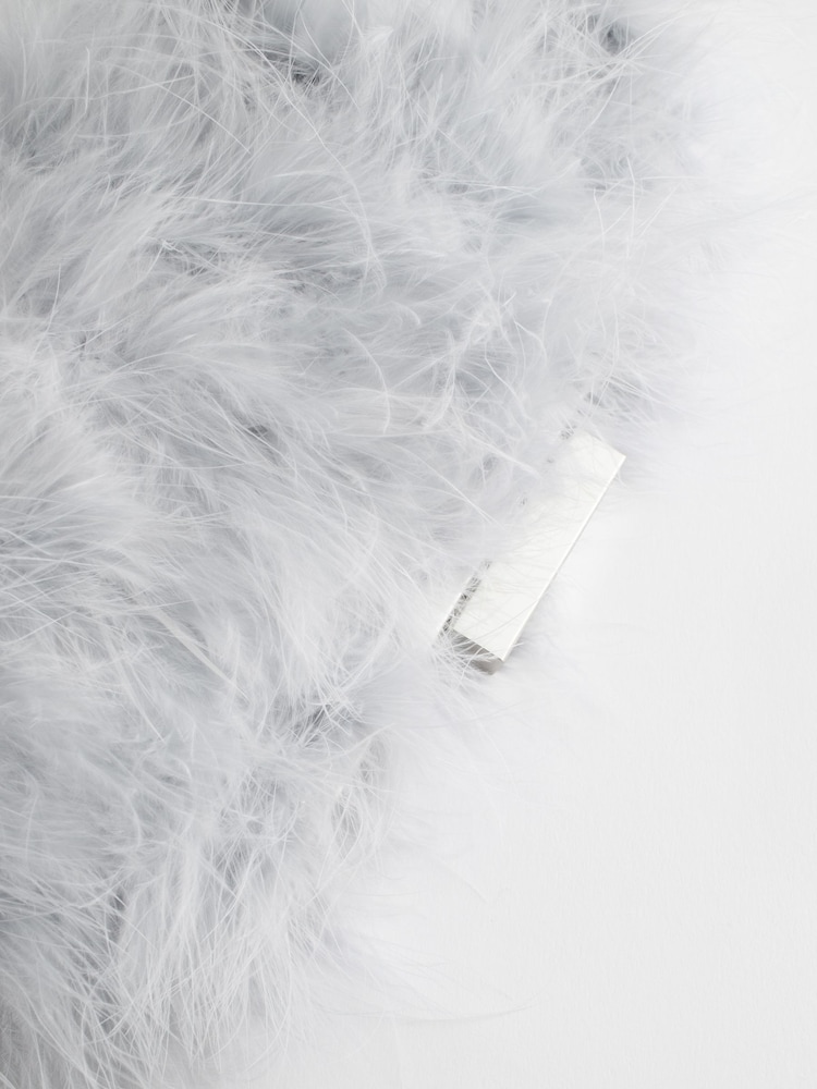 Grey Feather Clutch Bag - Image 9 of 9 Grey Feather Clutch Bag - Image 9 of 9