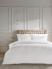 Catherine Lansfield White Satin Stripe Fitted Sheet - Image 1 of 2