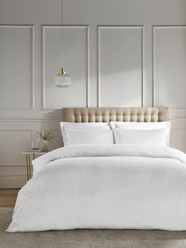 Catherine Lansfield White Satin Stripe Fitted Sheet - Image 1 of 2