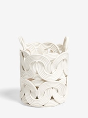 White Curved Rope Single Storage Basket - Image 2 of 5