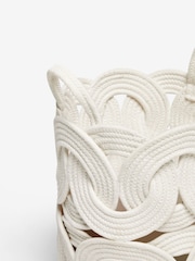 White Curved Rope Single Storage Basket - Image 3 of 5