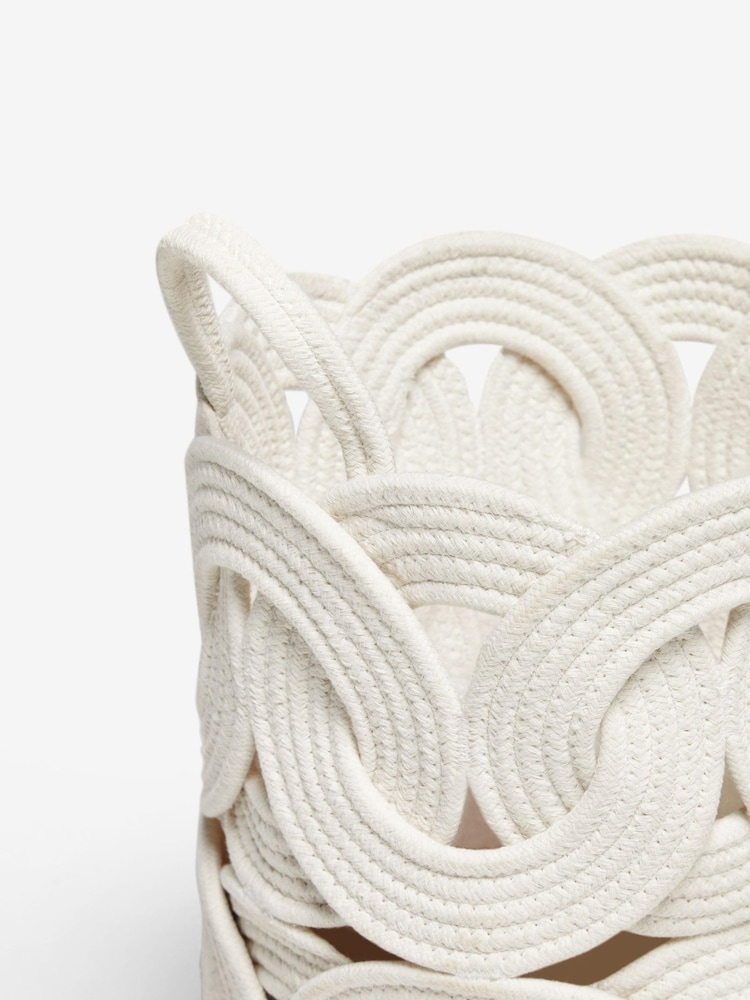 White Curved Rope Single Storage Basket - Image 5 of 5