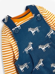 Indigoblau/Zebra - Jojo Maman Bébé – Latzhosen und Streifen-Top im Set - Bild 2 von 5