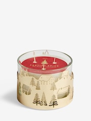 Red Festive Spice Scented Christmas 3 Wick Light Up Candle - Image 3 of 3