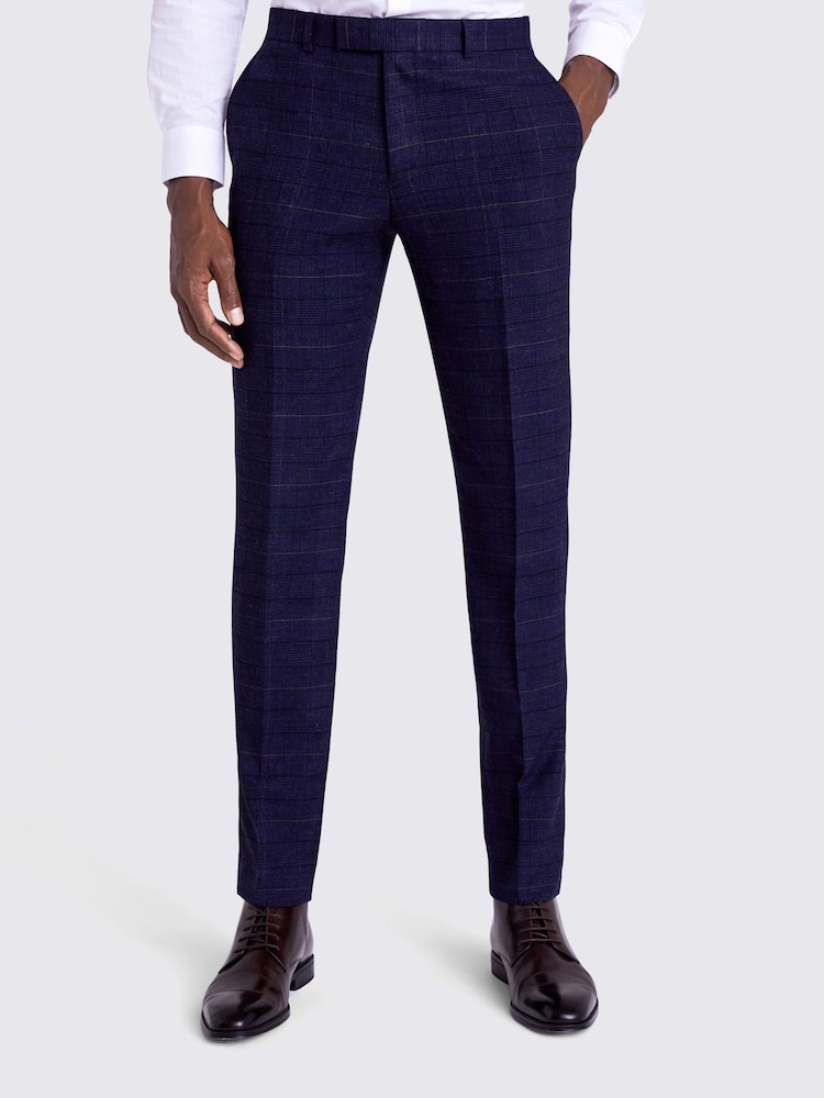 Marineblau/blau - Slim Fit - MOSS Karierte Anzughose - Bild 1 von 4 Marineblau/blau - Slim Fit - MOSS Karierte Anzughose - Bild 1 von 4