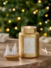 White/Gold Festive Spice Scented Christmas Jar Candle - Image 1 of 4