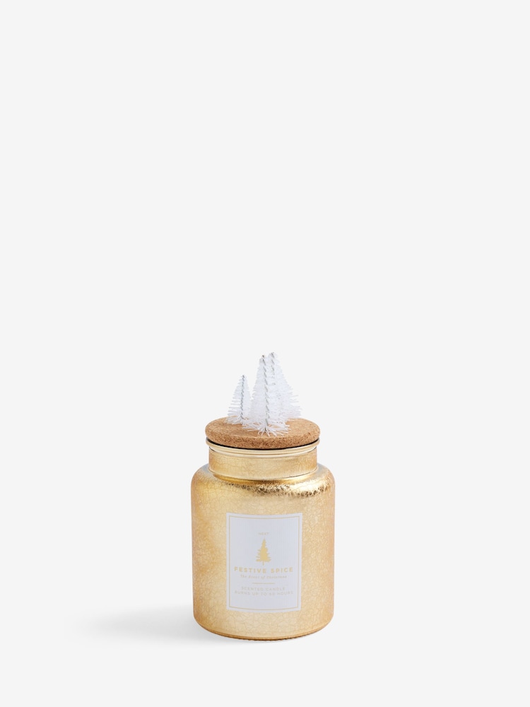White/Gold Festive Spice Scented Christmas Jar Candle - Image 4 of 4
