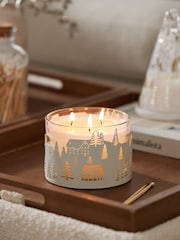 White/Gold Festive Spice Scented Christmas 3 Wick Light Up Candle - Image 1 of 3