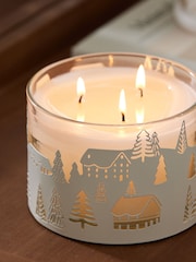 White/Gold Festive Spice Scented Christmas 3 Wick Light Up Candle - Image 2 of 3