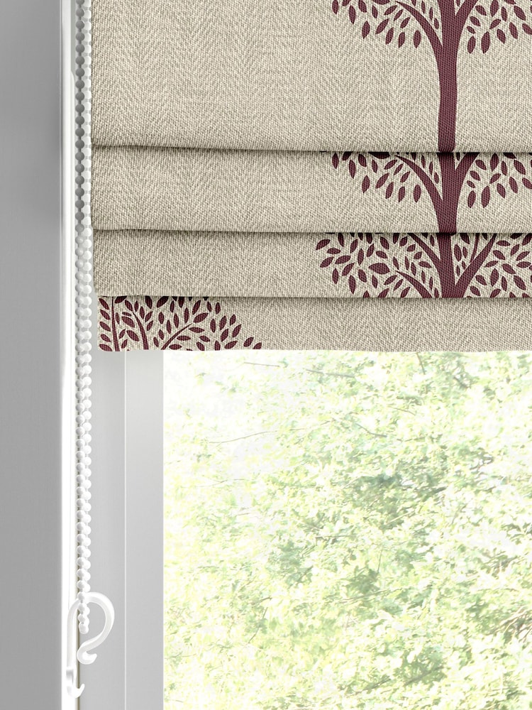 Emily Bond Red Burgundy 100% Cotton Yew Tree Made to Measure Roman Blinds - Image 2 of 6