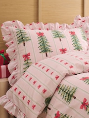Copenhagen Home Blush Pink Christmas Tree Bows Frill Duvet Cover And Pillowcase Set - Image 3 of 4