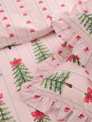 Copenhagen Home Blush Pink Christmas Tree Bows Frill Duvet Cover And Pillowcase Set - Image 4 of 4