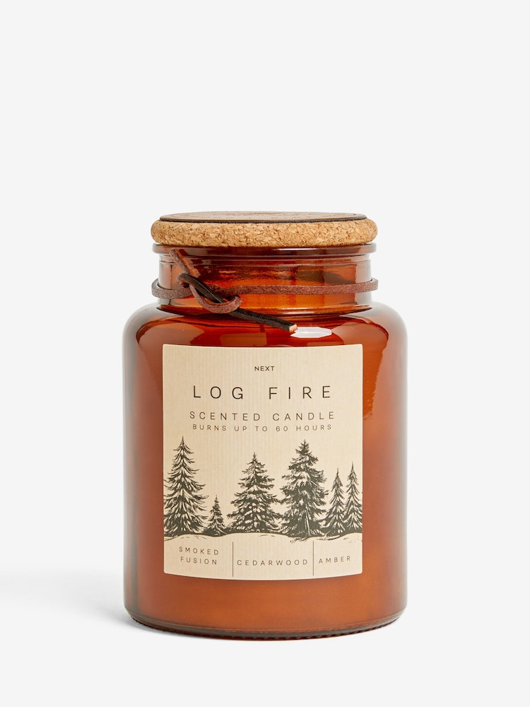 Brown Logfire Smoked Cedarwood Jar Scented Candle - Image 3 of 3