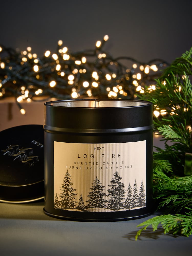 Brown Logfire Smoked Cedarwood Single Wick Scented Candle - Image 1 of 3