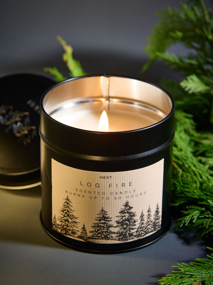 Brown Logfire Smoked Cedarwood Single Wick Scented Candle - Image 2 of 3