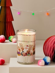 Multi Santa Festive Spice Scented Christmas Pillar Candle - Image 1 of 3