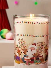 Multi Santa Festive Spice Scented Christmas Pillar Candle - Image 2 of 3